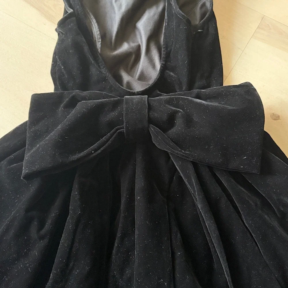 Cider Velvet boatneck Big Bow Tie back midi dress juniors sz XXS black nwt - Picture 4 of 8
